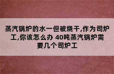 蒸汽锅炉的水一但被烧干,作为司炉工,你该怎么办 40吨蒸汽锅炉需要几个司炉工